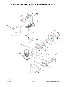 Icemaker And Ice Container Parts parts for Whirlpool Bottom-Mount Refrigerator WRF555SDHW08 from AppliancePartsPros.com