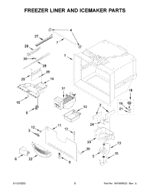Freezer Liner And Icemaker Parts parts for Whirlpool Bottom-Mount Refrigerator WRFF5333PW00 from AppliancePartsPros.com