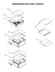 Refrigerator Shelf Parts parts for Whirlpool Side-By-Side Refrigerator WRS555SIHV03 from AppliancePartsPros.com