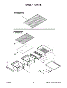 Shelf Parts parts for Whirlpool Top-Mount Refrigerator WRT108FFDM00 from AppliancePartsPros.com