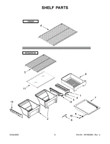 Shelf Parts parts for Whirlpool Top-Mount Refrigerator WRT108FFDM01 from AppliancePartsPros.com