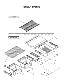 Shelf Parts parts for Whirlpool Top-Mount Refrigerator WRT108FZDW05 from AppliancePartsPros.com