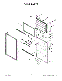 Door Parts parts for Whirlpool Top-Mount Refrigerator WRT134TFDM00 from AppliancePartsPros.com