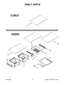 Shelf Parts parts for Whirlpool Top-Mount Refrigerator WRT148FZDB04 from AppliancePartsPros.com
