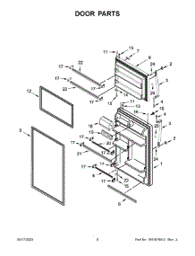 Door Parts parts for Whirlpool Top-Mount Refrigerator WRT148FZDM05 from AppliancePartsPros.com