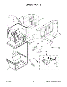 Liner Parts parts for Whirlpool Top-Mount Refrigerator WRT148FZDW05 from AppliancePartsPros.com