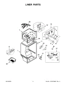 Liner Parts parts for Whirlpool Top-Mount Refrigerator WRT318FMDM10 from AppliancePartsPros.com