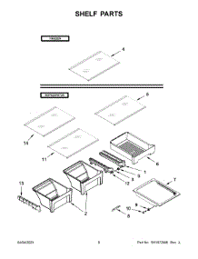 Shelf Parts parts for Whirlpool Top-Mount Refrigerator WRT318FZDM10 from AppliancePartsPros.com