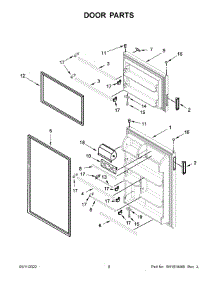 Door Parts parts for Whirlpool Top-Mount Refrigerator WRT348FMES03 from AppliancePartsPros.com