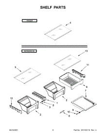 Shelf Parts parts for Whirlpool Top-Mount Refrigerator WRT519SZDG00 from AppliancePartsPros.com