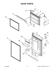 Door Parts parts for Whirlpool Top-Mount Refrigerator WRT519SZDG00 from AppliancePartsPros.com