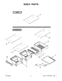 Shelf Parts parts for Whirlpool Top-Mount Refrigerator WRT519SZDW10 from AppliancePartsPros.com