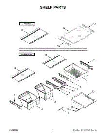 Shelf Parts parts for Whirlpool Bottom-Mount Refrigerator WRT541SZDZ01 from AppliancePartsPros.com