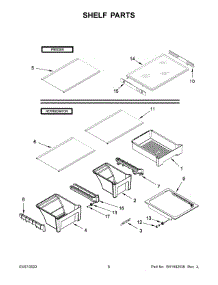 Shelf Parts parts for Whirlpool Top-Mount Refrigerator WRT541SZHV01 from AppliancePartsPros.com
