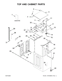 Top And Cabinet Parts parts for Whirlpool Washer WTW7500GW3 from AppliancePartsPros.com