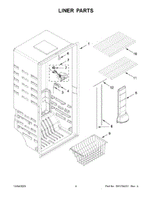 Liner Parts parts for Whirlpool Upright Freezer WZF34X20DW06 from AppliancePartsPros.com