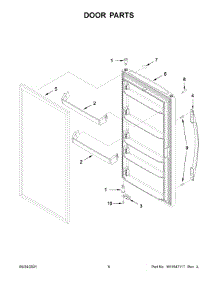 Door Parts parts for Whirlpool Upright Freezer WZF56R16DW07 from AppliancePartsPros.com