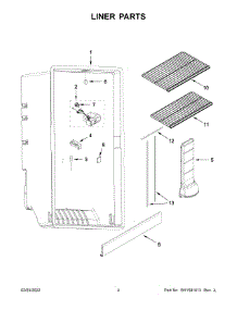 Liner Parts parts for Whirlpool Upright Freezer WZF56R16DW08 from AppliancePartsPros.com