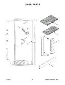 Liner Parts parts for Whirlpool Upright Freezer WZF56R16DW09 from AppliancePartsPros.com
