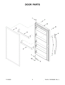 Door Parts parts for Whirlpool Upright Freezer WZF56R16DW09 from AppliancePartsPros.com