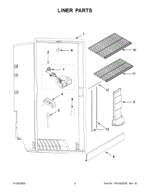 Liner Parts parts for Whirlpool Upright Freezer WZF57R16FW06 from AppliancePartsPros.com