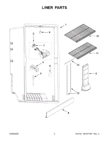 Liner Parts parts for Whirlpool Upright Freezer WZF57R16FW08 from AppliancePartsPros.com