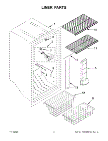 Liner Parts parts for Whirlpool Upright Freezer WZF79R20DW04 from AppliancePartsPros.com
