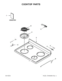 Cooktop Parts parts for Whirlpool Electric Range YWFC150M0EW3 from AppliancePartsPros.com