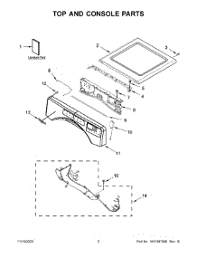Top And Console Parts parts for Whirlpool Dryer YWHD560CHW1 from AppliancePartsPros.com