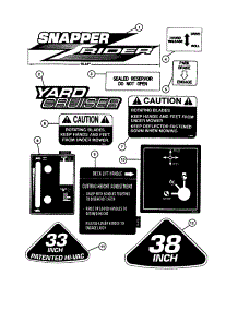 Decals parts for Snapper Rear-Engine Riding Mower YZ145333BVE from AppliancePartsPros.com