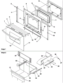Oven Door And Storage Drawer parts for Amana Electric Range ZRTC8500WW-P1143617NWW from AppliancePartsPros.com