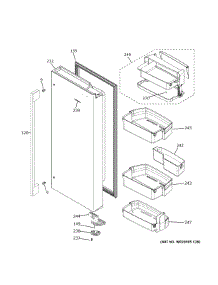 Fresh Food Door - Rh parts for Ge Bottom-Mount Refrigerator ZWE23ESNESS from AppliancePartsPros.com