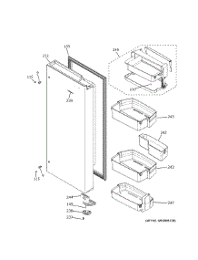 Fresh Food Door - Rh parts for Ge Bottom-Mount Refrigerator ZWE23NSTBSS from AppliancePartsPros.com