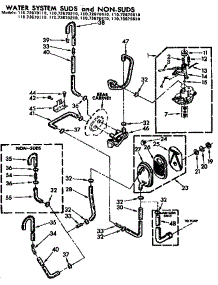 Water System Suds & Non-Suds parts for Kenmore Washer 110.73670110 (11073670110, 110 73670110) from AppliancePartsPros.com