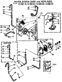 Water Systems Suds And Non-Suds parts for Kenmore Washer 110.73691610 (11073691610, 110 73691610) from AppliancePartsPros.com