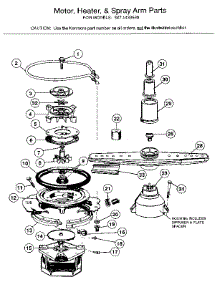 Motor, Heater, And Spray Arm Details parts for Kenmore Dishwasher 587.1433590 (5871433590, 587 1433590) from AppliancePartsPros.com