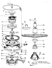 Motor, Heater, And Spray Arm Details parts for Kenmore Dishwasher 587.1436083 (5871436083, 587 1436083) from AppliancePartsPros.com