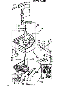 Drive Parts parts for Kenmore Washer 110.72875610 (11072875610, 110 72875610) from AppliancePartsPros.com