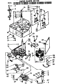 Drive Parts 60 Hz parts for Kenmore Washer 110.72893620 (11072893620, 110 72893620) from AppliancePartsPros.com