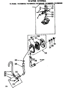 Water System parts for Kenmore Washer 110.72894220 (11072894220, 110 72894220) from AppliancePartsPros.com