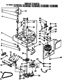 Drive Parts parts for Kenmore Washer 110.72974420 (11072974420, 110 72974420) from AppliancePartsPros.com