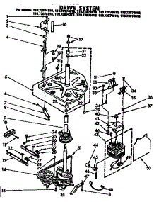 Drive System parts for Kenmore Washer 110.72974610 (11072974610, 110 72974610) from AppliancePartsPros.com