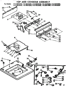 Top And Console Parts parts for Kenmore Washer 110.72975400 (11072975400, 110 72975400) from AppliancePartsPros.com