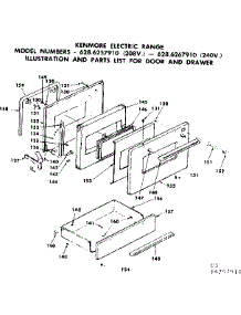 Door And Drawer parts for Kenmore Range 628.6257910 (6286257910, 628 6257910) from AppliancePartsPros.com