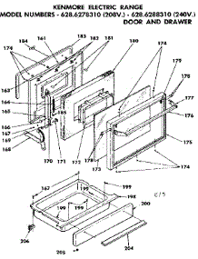 Door And Drawer parts for Kenmore Range 628.6278310 (6286278310, 628 6278310) from AppliancePartsPros.com