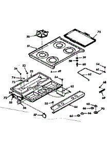 Main Top Section parts for Kenmore Range 103.7337220 (1037337220, 103 7337220) from AppliancePartsPros.com
