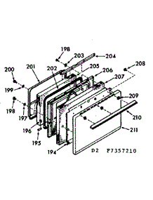 Oven Door Section parts for Kenmore Range 103.7357210 (1037357210, 103 7357210) from AppliancePartsPros.com