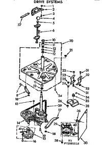 Drive Systems parts for Kenmore Washer 110.73885110 (11073885110, 110 73885110) from AppliancePartsPros.com