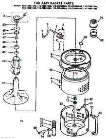 Tub And Basket Parts parts for Kenmore Washer 110.73891600 (11073891600, 110 73891600) from AppliancePartsPros.com