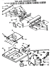 Top And Console Parts parts for Kenmore Washer 110.73891620 (11073891620, 110 73891620) from AppliancePartsPros.com
